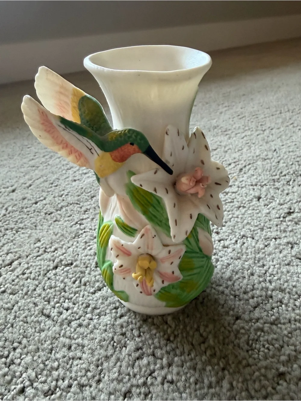 Vintage ceramic Hummingbird Floral Vase